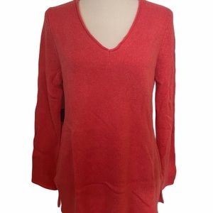 NWT Sarah Campbell coral cashmere v-neck tunic M.